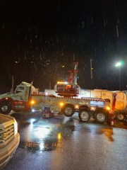 shed mover crane at night